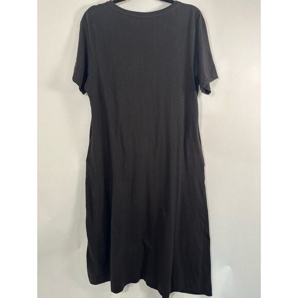 NWT Uncle Frank Medium Tucked Knit Midi Black Dress 100% Cotton Pockets - Picture 7 of 12